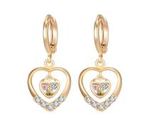 Gold Statement Earrings formal, Earrings for Women Dangling Hollow Heart Shape with White Cubic Zirconia