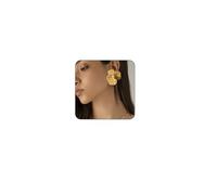 Gold Statement Flower Earrings,Chunky Punk Flower Bunch Dangle Earrings Ginkgo Biloba Leaf Tassel Earrings Large Metal Flower Drop Earrings Bohemian Layered Petal Floral Earrings Jewelry for Women (C)