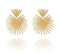 Gold Statement Heart Dangle Earrings for Women Boho Exaggerated Irregular Large Geometric Flower Plant Gold Silver Plated Large Drop Stud Earrings for Minimalist Fashion Jewelry Gifts (Gold)