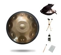 Gold Steel Tongue Drum, Hand Forged, 9 Tone 10 Tone 11 Tone 12 Tone, 22 Inch Alloy Drum Body, Deep Quenching, Within ±5 Tone. Yoga Meditation Healing Instrument Includes,One Color,9 Tone
