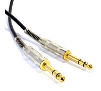 kenable GOLD Stereo Balanced Jack 6.35mm METAL Plugs Cable Lead Black 6m