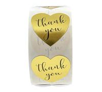 Gold Stickers 50 Labels Stickers Heart Shape Gold Thank You Seal Labels Scrapbooking for Package Stationery 1inch/roll
