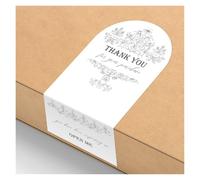 Gold Stickers 50pcs This Package Sticker Seal Label Thank You Handmade Merchandise Decoration(Dark Khaki)