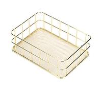 Gold Storage Basket Durable Metal Storage Basket Hollow Desk Organizer Multipurpose Storage Basket for Bathroom Home Office(small)