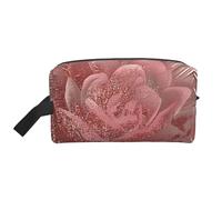 Gold Stripe Rose Printed Makeup Bag Travel Portable Cosmetic Bag Large Capacity Makeup Case Toiletry Handbag Organiser for Women