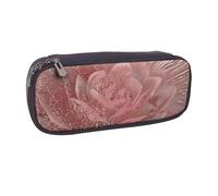 Gold Stripe Rose Printed Pu Leather Pencil Case Box Flip Pen Bag and Makeup Cosmetic Holder for Girls Boys School Students