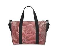 Gold Stripe Rose Printed Travel Bag Duffle Bag for Men Women, Large Water Resistant Gym Bag Weekend Holdall Bag with Shoulder Strap