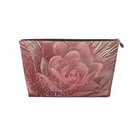 Gold Stripe Rose Printed Travel Cosmetic Bags with Silver Zipper Makeup Organizer Cosmetic Case Toiletry Bag for Women Mom Girls