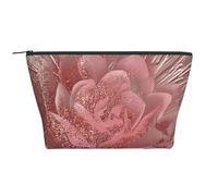 Gold Stripe Rose Printed Travel Makeup Bag Trapeze Cosmetic Bag Makeup Case Toiletry Bag Organiser for Women