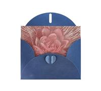 Gold Stripe Rose Prints Pearl Paper Horizontal Festival Greeting Card for Birthday Cards and All Occasions, Blue