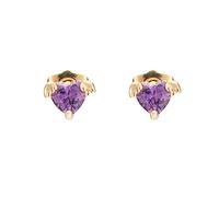 Gold Studs Earrings For Women, 14K Yellow Gold Stud Earrings for Women Wing Heart Purple Amethyst