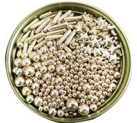 Gold Sugar Crystal Christmas Sprinkles, Ball and Star Shapes, Cake Decorating Topper Set in Shaker Jar, 120g Metallic Candy Decorations for Cupcakes, Cookies, Wedding Celebrations