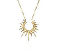 Gold Sun Sunburst Sunshine Flower Half Spiked Choker Pendant Necklaces Irregularity Punk Necklace Jewelry Accessories Minimalist Fashion Trendy Creative Gift For Women And Men