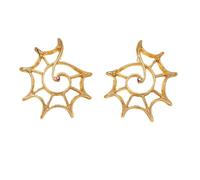 Gold Sun Swirl Statement Earrings, Abstract Hollow Spiral Star Stud Earrings with Crystal Detail, Unique Boho Jewelry for Women