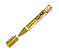 Gold Sunny Oil-Based Paint Marker Pen Permanent - 2.5mm Round Tip, Fast-Drying Waterproof Ink - Universal for Metal, Tyres, Plastic, Wood, Glass, Outdoor Marking, Workshop, Art, Crafts, DIY