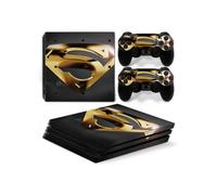 (Gold Superman) PS4 PRO PVC Stickers for Console + 2 Controllers