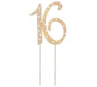 Gold Sweet 16 Cake Topper, Rhinestone Sweet 16 Cakes Decorations, Happy Sweets Sixteen Cake Toppers Candles 16th Cupcake Picks for Girls Birthday Wedding Party Decorations Supplies (Gold)