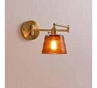 Gold Swing Arm Wall Sconce Hardwire Adjustable Vintage Wall Mounted Reading Light with Water Glass Modern Antique Farmhouse Lamp for Bedroom Living Room Bedside Headboard Study