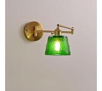 Gold Swing Arm Wall Sconce Hardwire Adjustable Vintage Wall Mounted Reading Light with Water Glass Modern Antique Farmhouse Lamp for Bedroom Living Room Bedside Headboard Study
