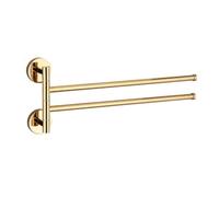 Gold Swivel Towel Rack Bar Rails for Bathroom, Wall Mounted Folding Arm Swing Out Hand Towel Bar Polished Brass Towel Hanger Holder Space Saving Laundry, Kitchen 2Bars