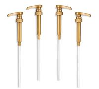 Gold Syrup Pump Dispenser - 4Pcs Skinny Pumps for 750ml / 25.4oz Bottles - Coffee Bar Bottle Accessory for Flavored Drinks