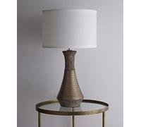 Gold Table lamp in Ceramic Finish and White Tapered Drum lamp Shade Modern lamp
