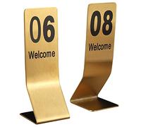 Gold Table Numbers 1-10/1-20, Metal Number Tags Double-Sided, Stainless Steel Table Signs For Weddings Party, Space Saving, Table Card Stackable Standing (Color : Gold, Size : 1-10)