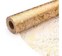Gold Table Runners, 11" x 49" Metallic Glitter Mesh Runner for Table, Thin Sequin Table Cloths Roll Decorate Dining Tables Weddings Birthday Engagement Party Bridal Shower Decor (Pattern A)