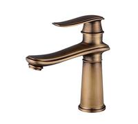 Gold Tall Bathroom Sink Faucet - Antique Single Handle Basin Mixer Tap with Hot and Cold Water - Deck Mounted Stylish Colwater Taps for Modern Bathrooms