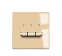 Gold Tempered Glass Wall Light Switch With Blue Led Indicator For 110v To 250v Systems And 86mm Standard Mounting Hole Distance(3 Gang 1 Way)