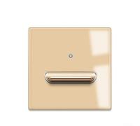 Gold Tempered Glass Wall Light Switch with Blue LED Indicator for Toggle Operation, 110-250V AC, 86x86mm Panel, Compatible with Standard Electr(1 Gang 2 Way)