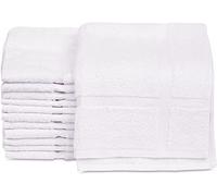 GOLD TEXTILES MMSD 12 Pack New Cotton Economy Bath Mats (White,18x25 inches) Light Weight Fast Drying Commercial Grade Bath Rugs