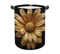 Gold-textured Daisy Flower Earring Laundry Baskets Laundry Hamper Waterproof Foldable Storage Bin Dirty Clothes Laundry Basket for Living Room Bathroom