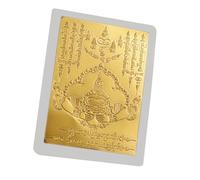 Gold Thai Amulet | Gold Card Thai Holy Amulet Charm | Collectibles Religious Decor, Scripture Runes Lucky Sign Necklace Charm for Men Women