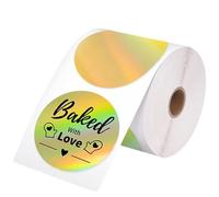 Gold Thermal Sticker Labels, 50x50cm 400PCS Round Thermal Labels Logo Stickers, 57x32cm 500PCS Square Direct Thermal Label, Roll Printer Decals Name Tag for Price, Name, Address, Logo (400PCS 50*50mm)