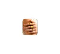 Gold Thick Rings Set for Women, Bohemian Stackable Rings, Gold Stackable Rings, Open Dome Rings, Thick Rings Geometric, Curved, Minimalist, Simple, Jewelry, Metal, No Gemstone