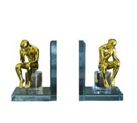 Gold Thinking Figure Mirrored Glass Bookends (Set Of 2)