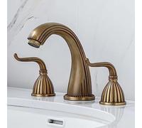 Gold Three-Hole Faucet hot and Cold Basin European Toilet Split Bathroom Cabinet Three-Piece Set Black, Antique Without Crystal