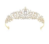 Gold Tiara, Tiara for Women, Gold Crown, Princess Crown Elegant Corwn Royal Queen Bridal Jewelry Rhinestone Headband, Gift Hair Accessories for Wedding Birthday Dancing Party
