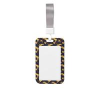 Gold Tiger Cool Print Badge Holder with Lanyard, Hard Plastic Vertical Name ID Card Badge Holders