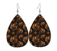 Gold Tiger Dark Print Earrings for Women, Fashion Teardrop Leather Earrings for Women Trendy, Colorful Tear Drop Earring Jewelry