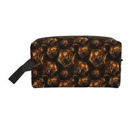 Gold Tiger Dark Print Toiletry Bag for Men Women, Travel Toiletries Bags Cosmetic Bag, Hanging Toiletry Shaving Bags for Travel Accessories