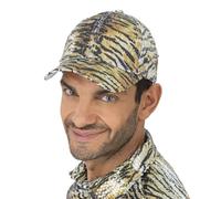 Gold Tiger Print Cap with Sequins - One-Size Sparkling Animal-Print Baseball Hat, Fashion & Festival Accessory