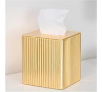 Gold Tissue Box Cover Holder, Square PU Leather Decorative Organizer