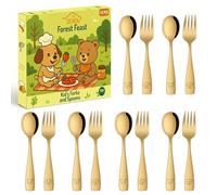 Gold Toddler Fork and Spoon Set, 12 Piece Stainless Steel Kid's Cutlery Set, Metal Small Spoon and Forks for Children, Kids' Eating Utensils Set