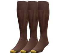 Gold Toe Men's Canterbury Over-the-calf Socks, 3-pairs dress socks, Brown, M UK