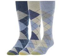 Gold Toe Men's Carlyle Argyle Crew Socks, 3-pairs Dress Socks, Chambray/Oatmeal, L UK