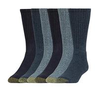 Gold Toe Men's Harrington Crew Socks 6 Pairs Casual, Denim, XL (Pack of 6)