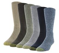 Gold Toe Men's Harrington Crew Socks, Multipairs, Blue Wave/Navy (6-Pairs), Large (Pack of 6)