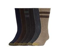Gold Toe Men's Harrington Crew Socks, Multipairs Casual, Brown/Grey/Blue (6-Pairs), Large (Pack of 6)